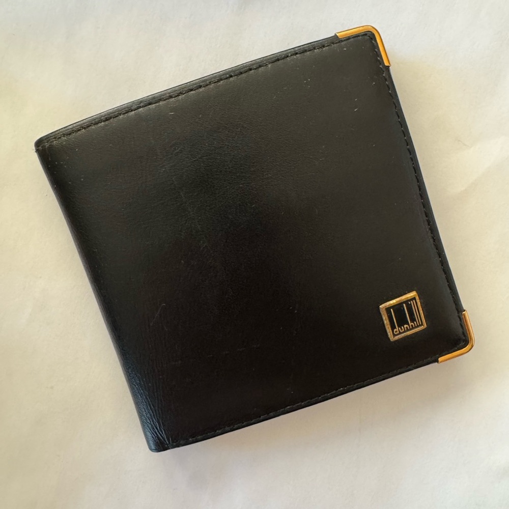 Dunhill Black Leather Wallet with Gold Accents